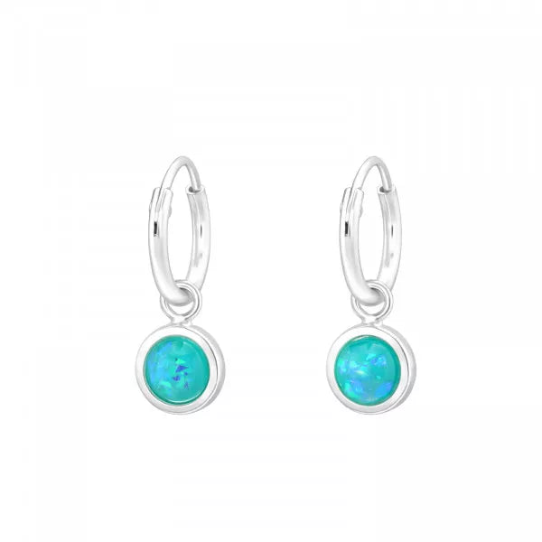 Green Opal Mini Hoop Earrings