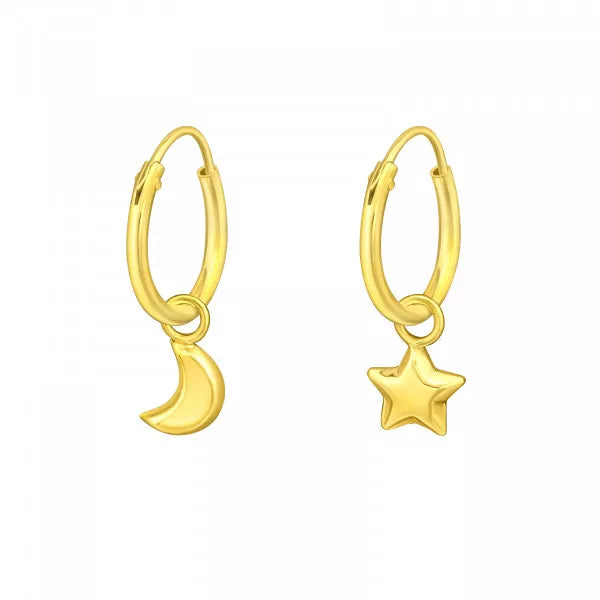 Moon & Star Mini Hoops Earrings