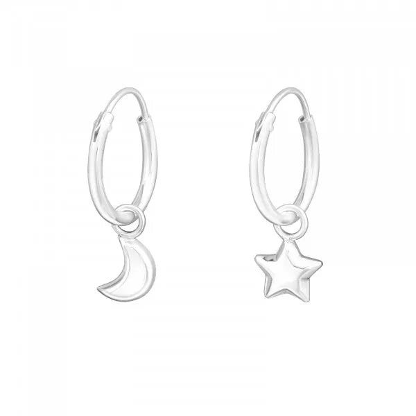 Moon & Star Mini Hoops Earrings