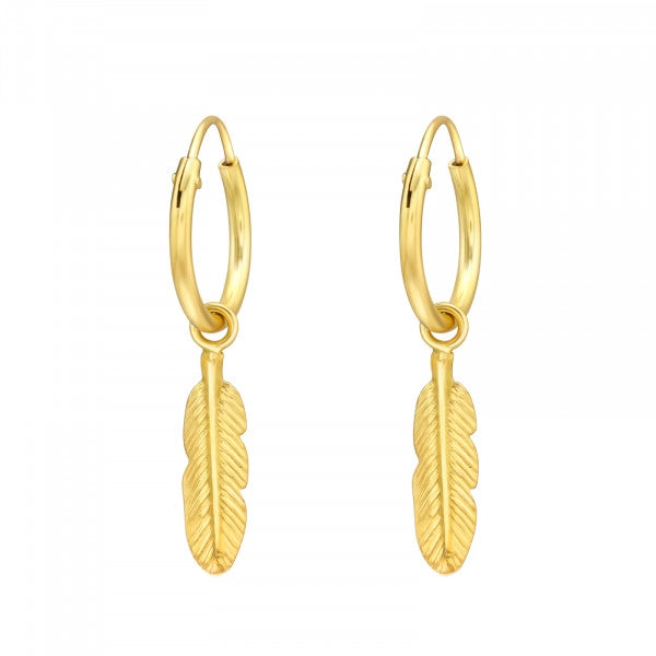 Feather Mini Hoop Earrings