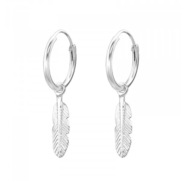Feather Mini Hoop Earrings