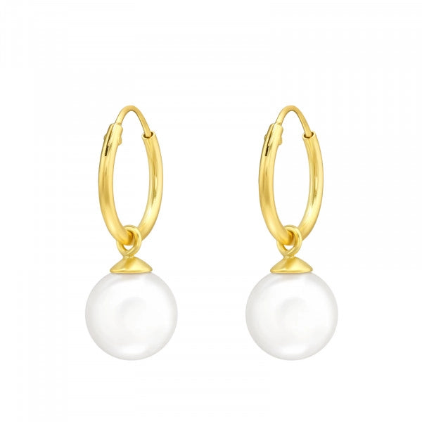 White Pearl Mini Hoop Earrings