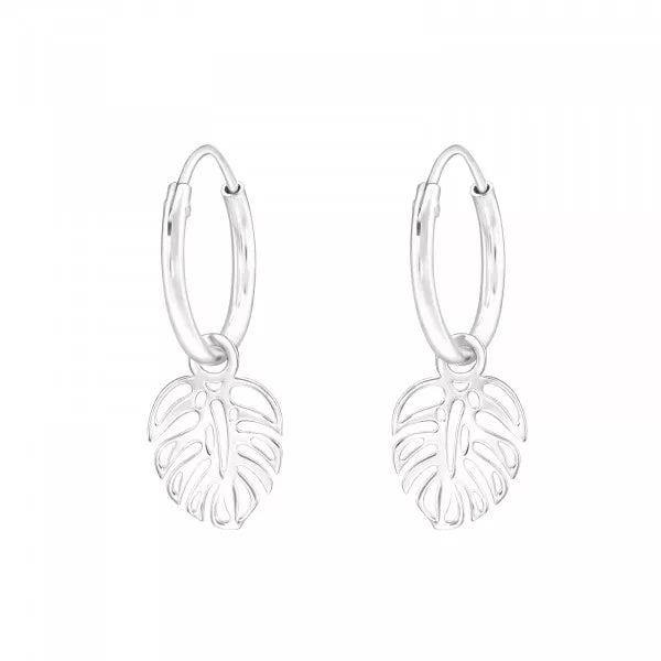 Open Leaf Mini Hoops Earrings