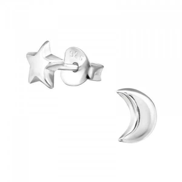Moon & Star Stud Earrings