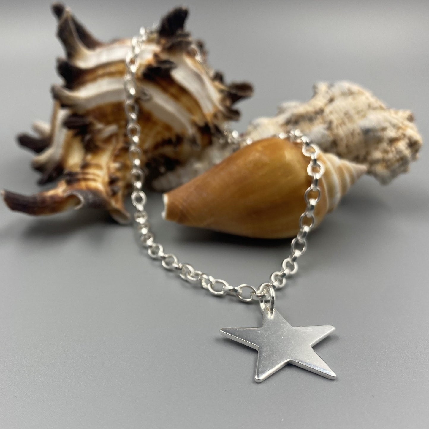 Sterling silver star chunky belcher anklet