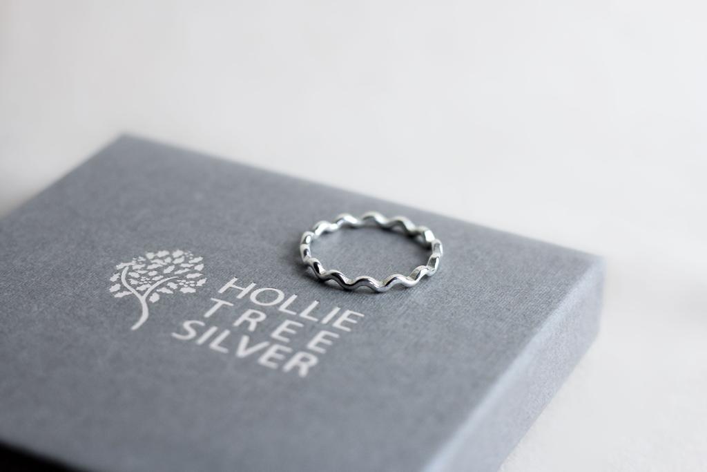Sterling silver deep wave ring