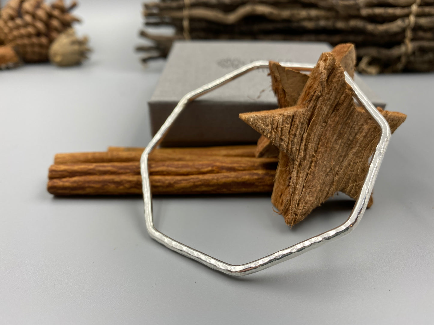 Geometric Sterling silver dimple stacker bangle