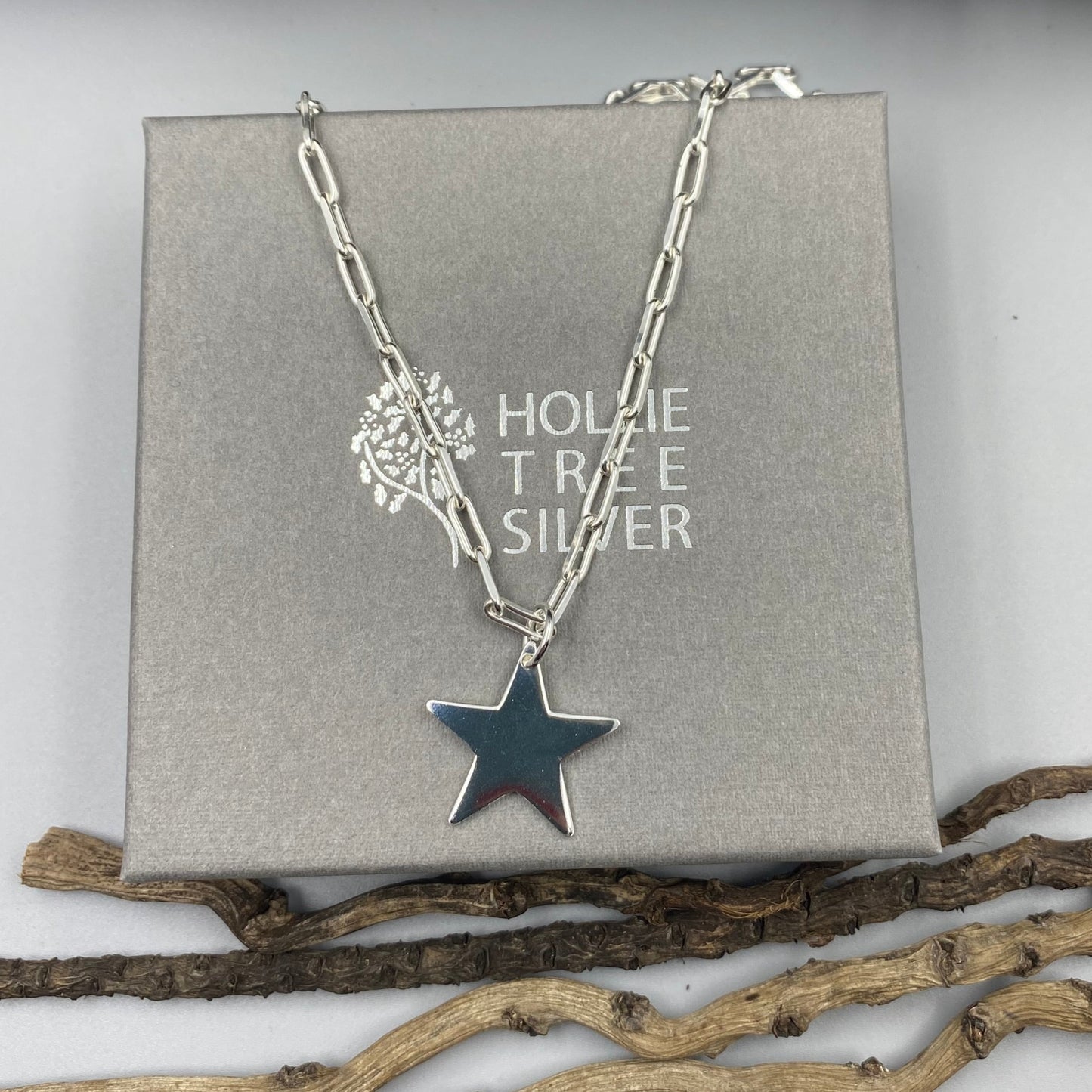 Star charm trace chain necklace in Sterling Silver