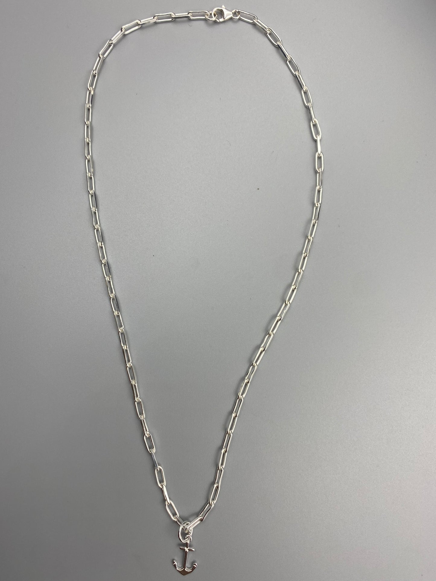 Anchor charm trace chain necklace in Sterling Silver