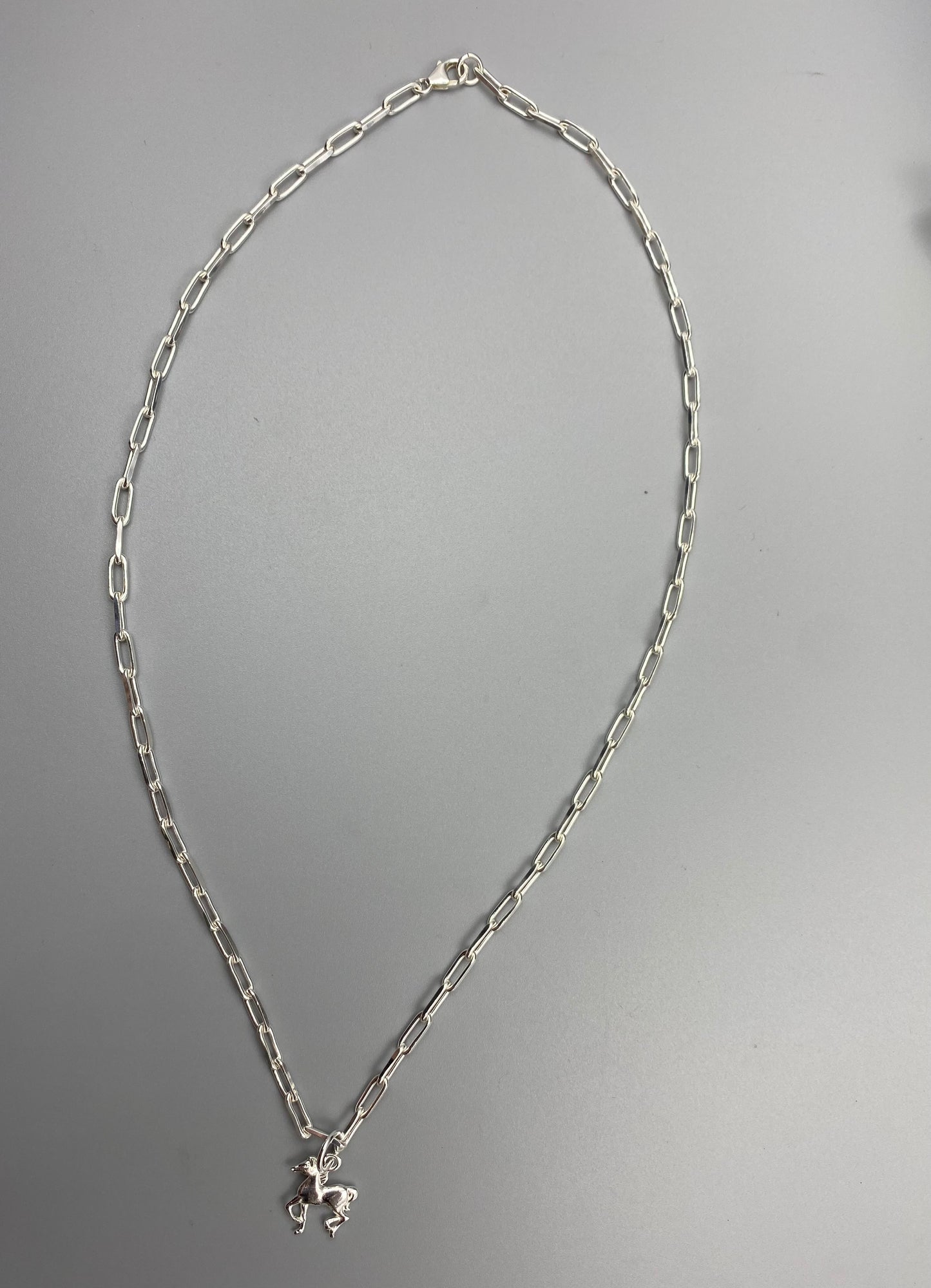 Horse charm trace chain necklace in Sterling Silver