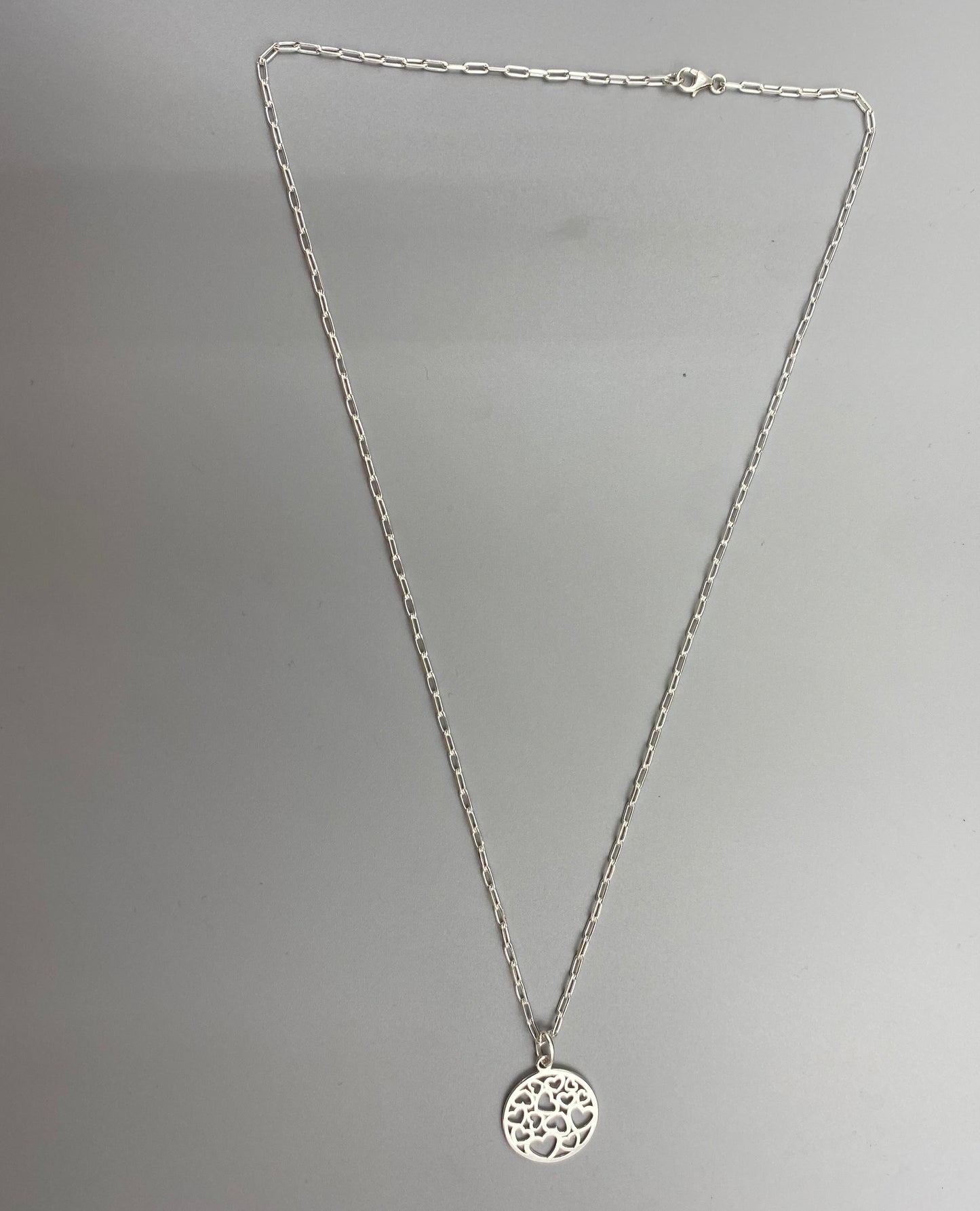 Hearts charm skinny trace chain necklace in Sterling Silver