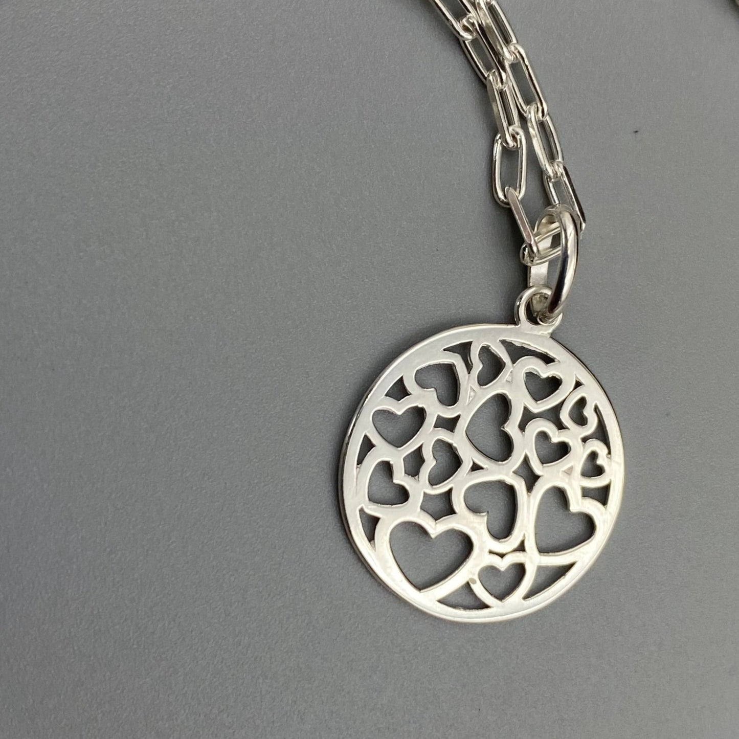 Hearts charm skinny trace chain necklace in Sterling Silver