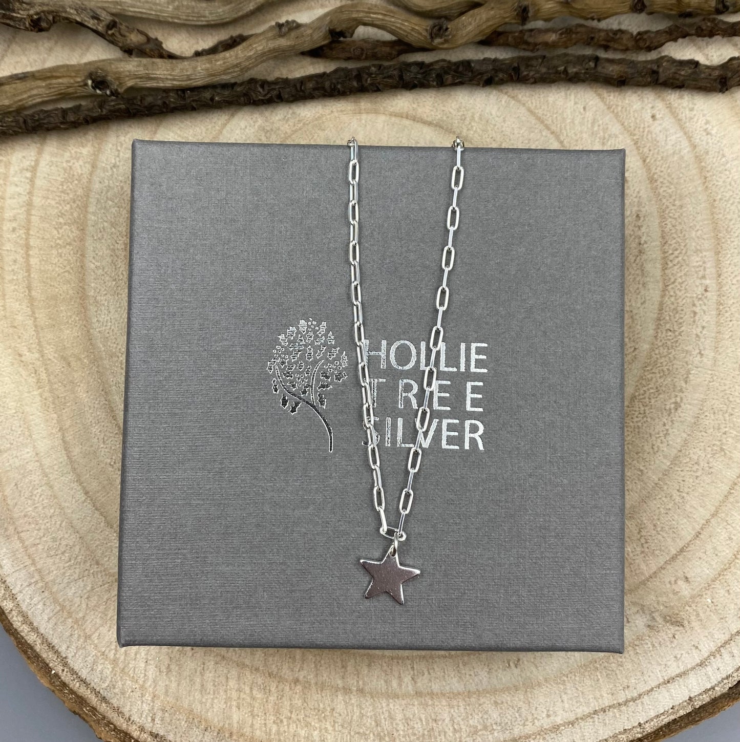 Sterling silver star charm skinny trace chain bracelet