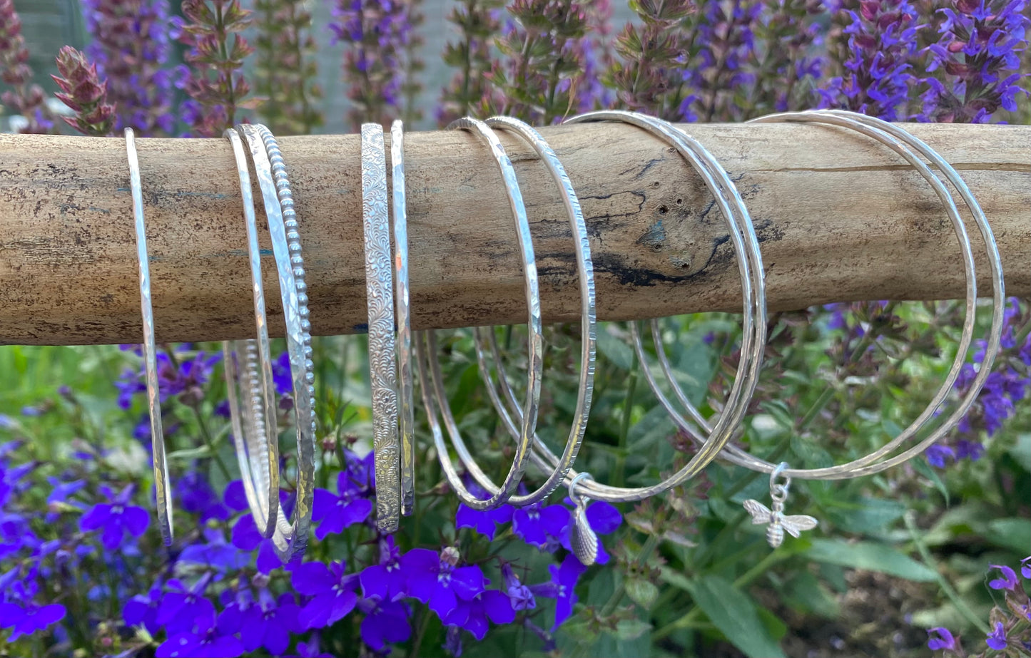 Sterling silver dimple stacker bangle