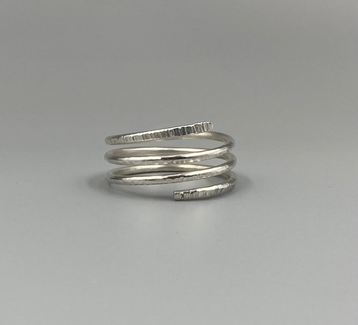 Sterling silver linear texture multi wrap ring