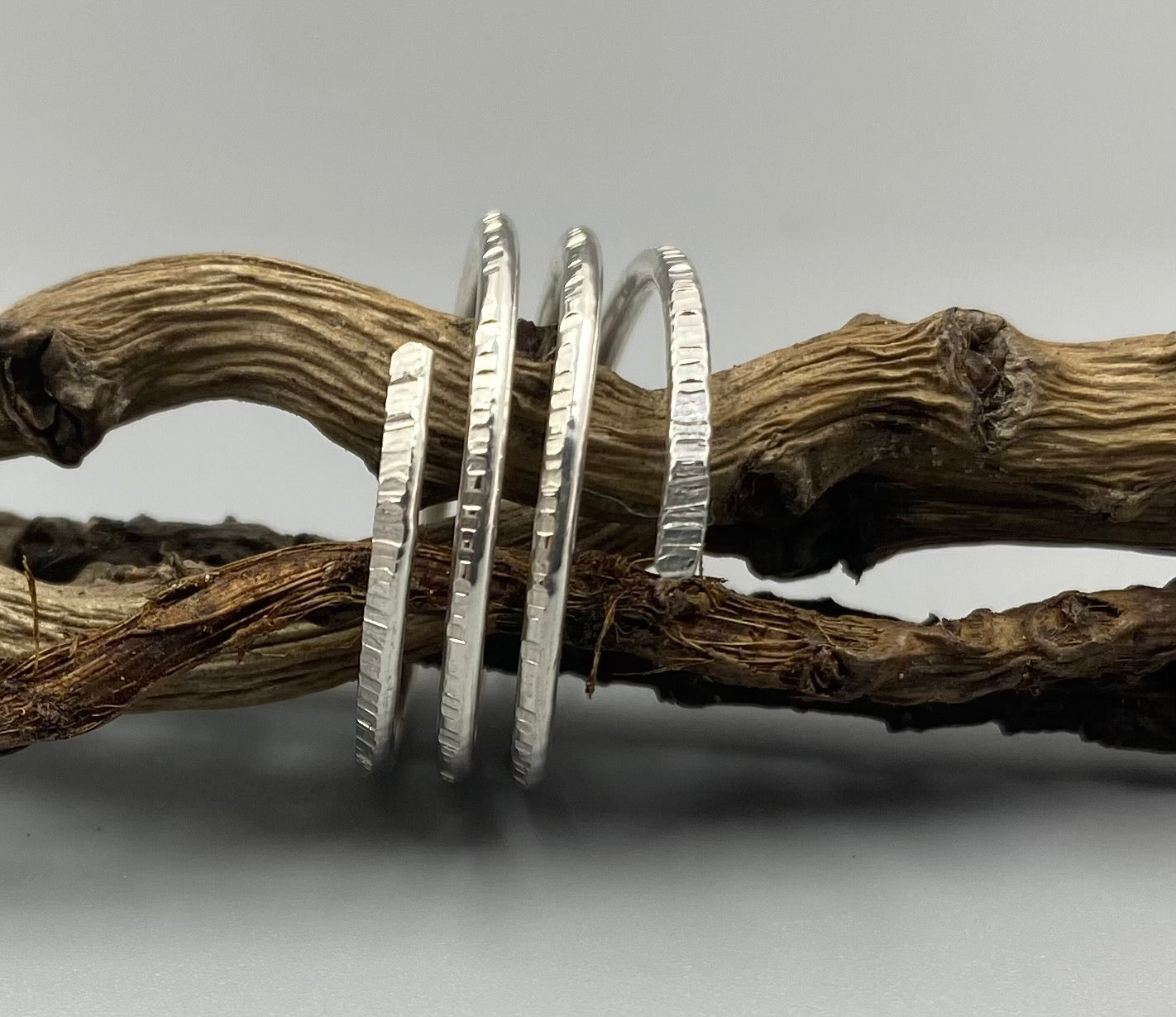 Sterling silver linear texture multi wrap ring