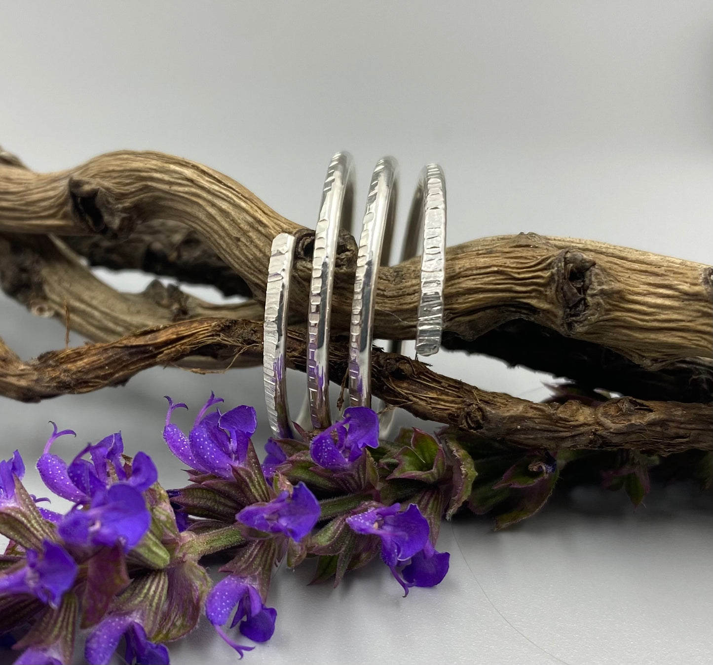Sterling silver linear texture multi wrap ring