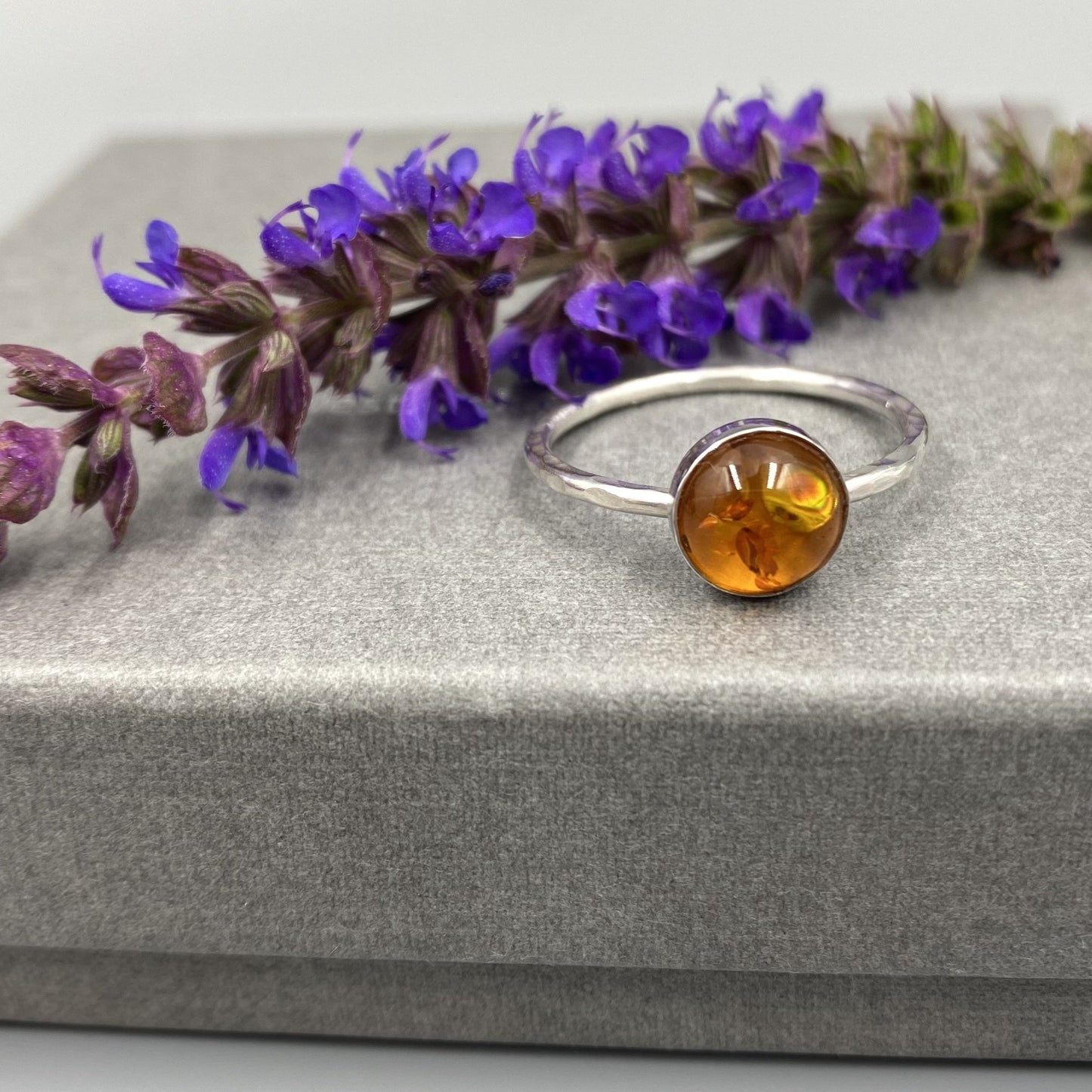 Sterling silver amber ring
