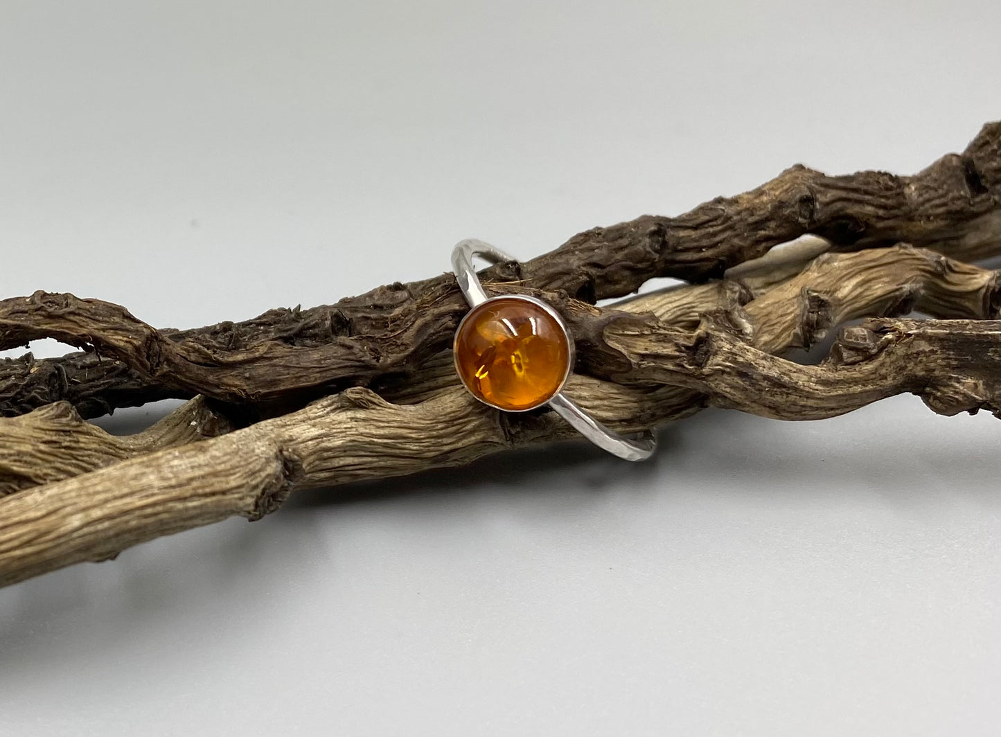 Sterling silver amber ring