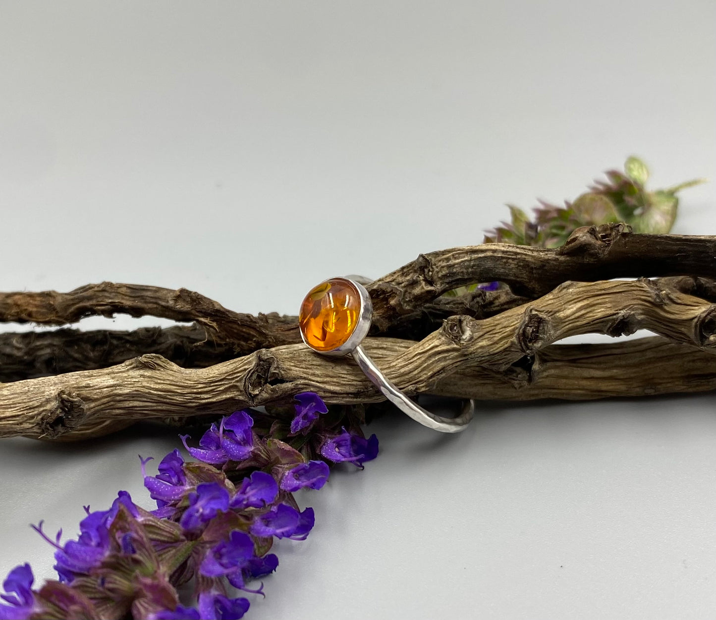 Sterling silver amber ring