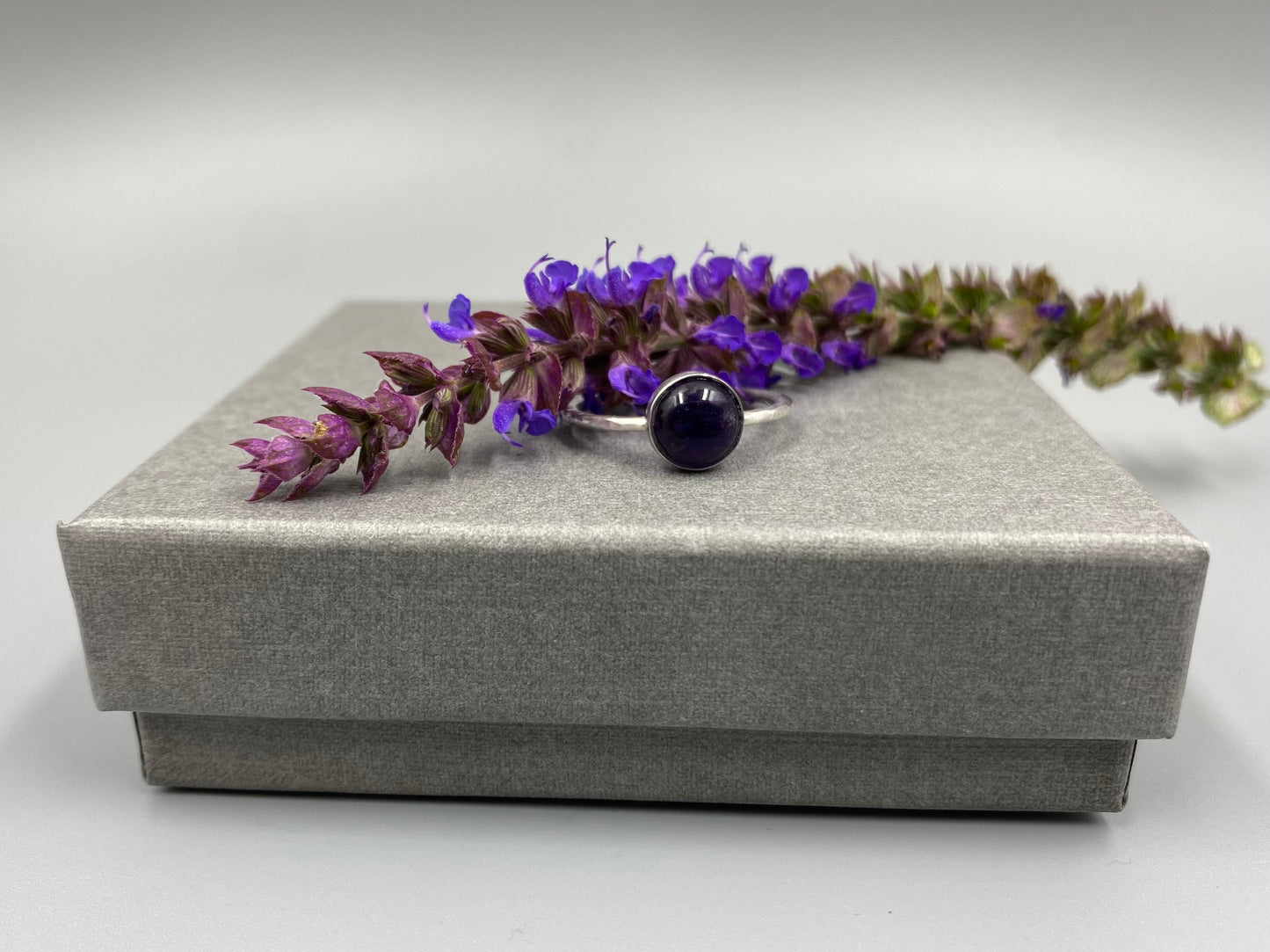 Sterling silver dark amethyst ring
