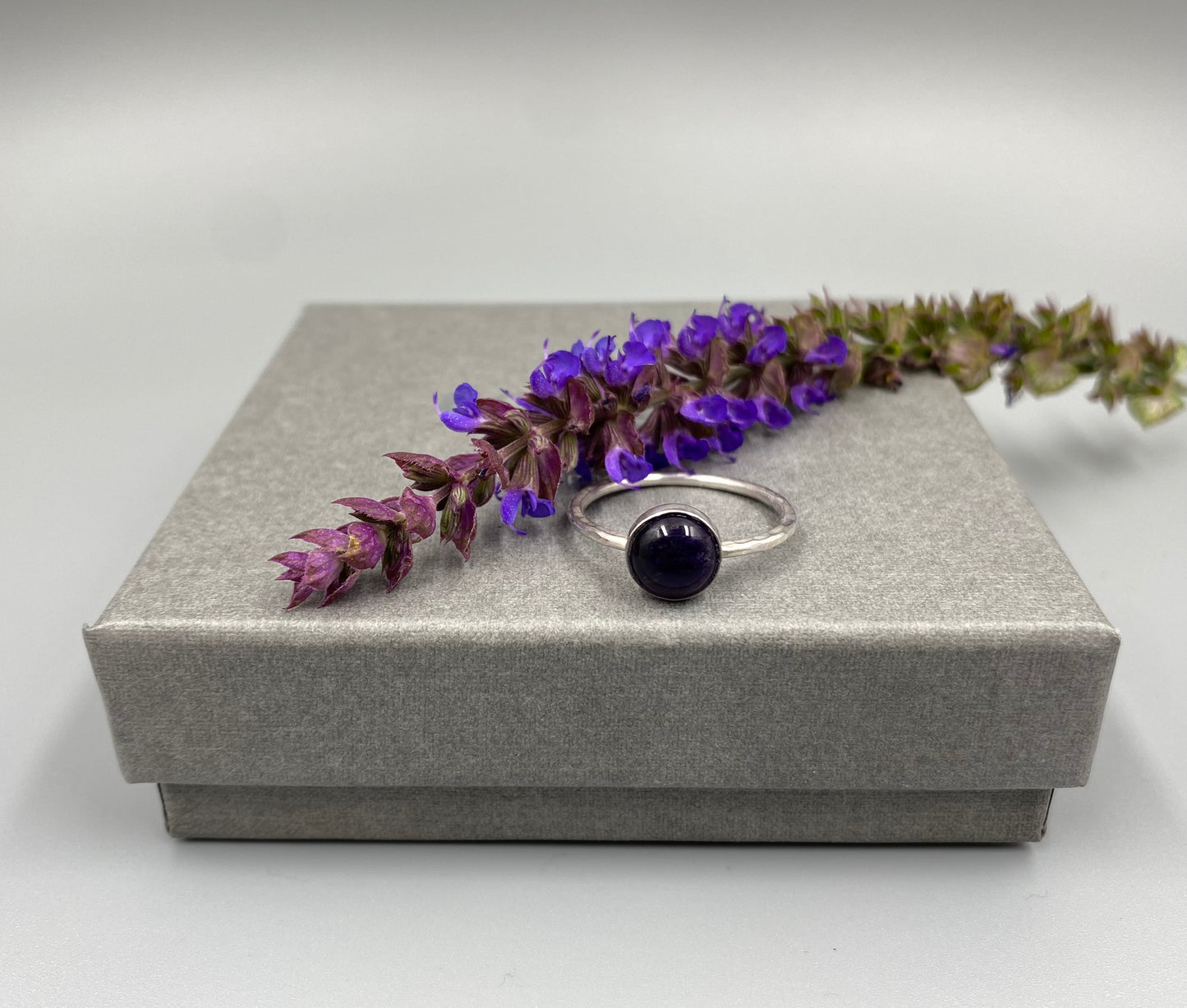 Sterling silver dark amethyst ring