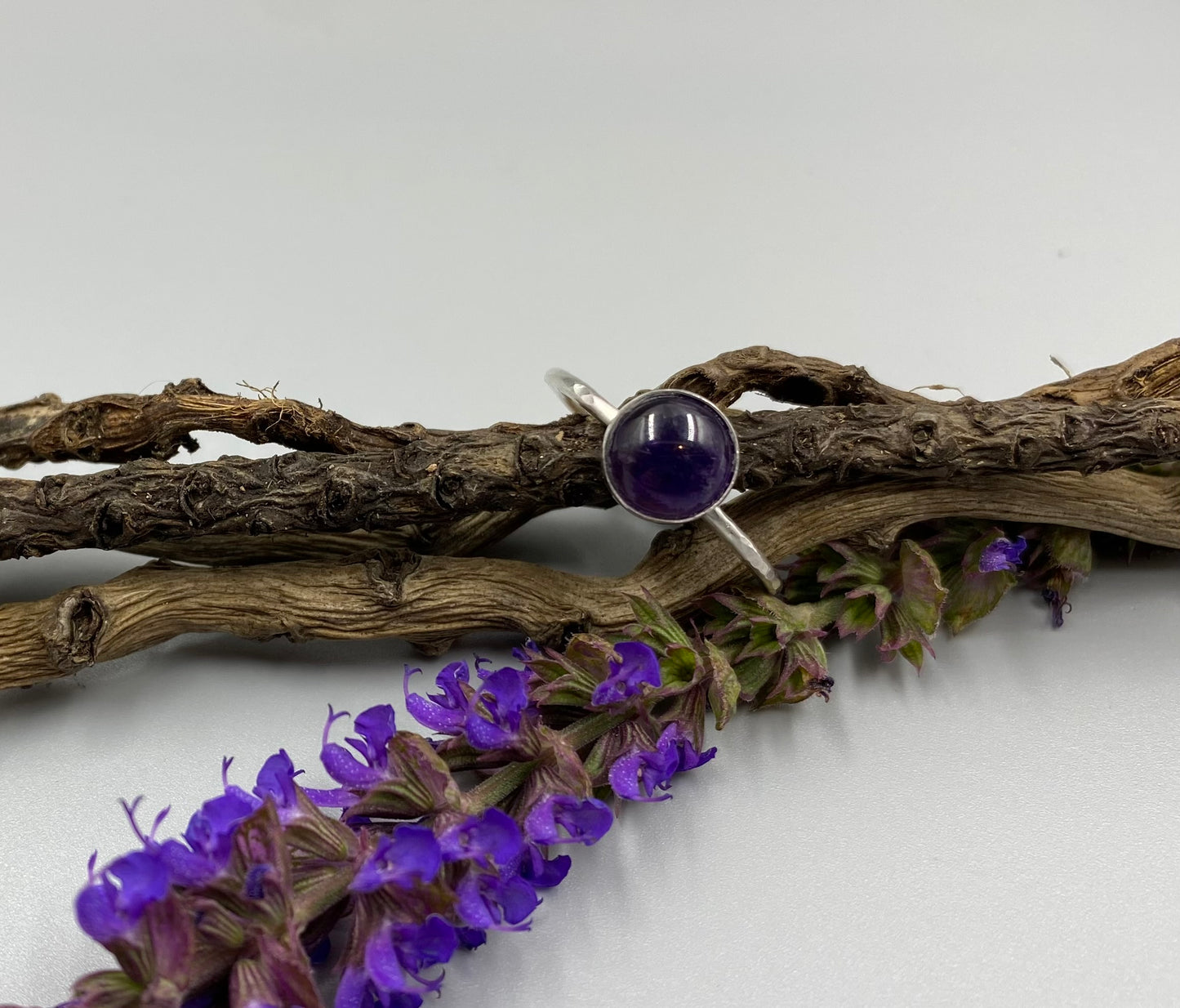 Sterling silver dark amethyst ring