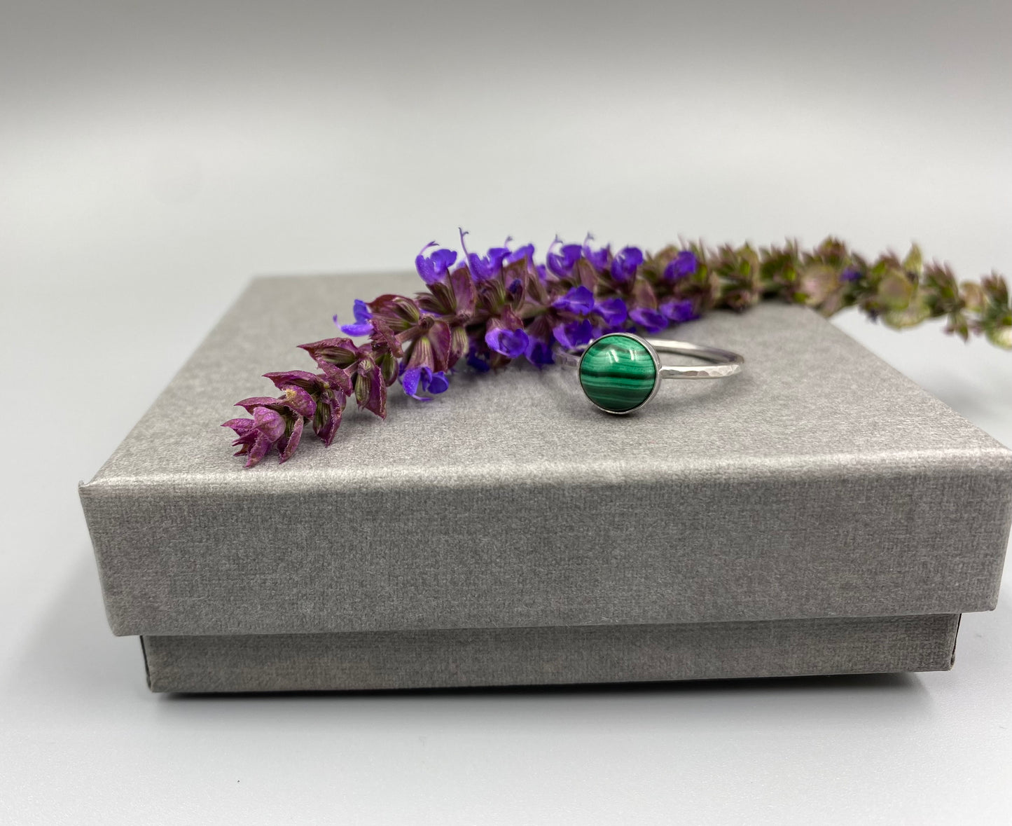 Sterling silver malachite ring