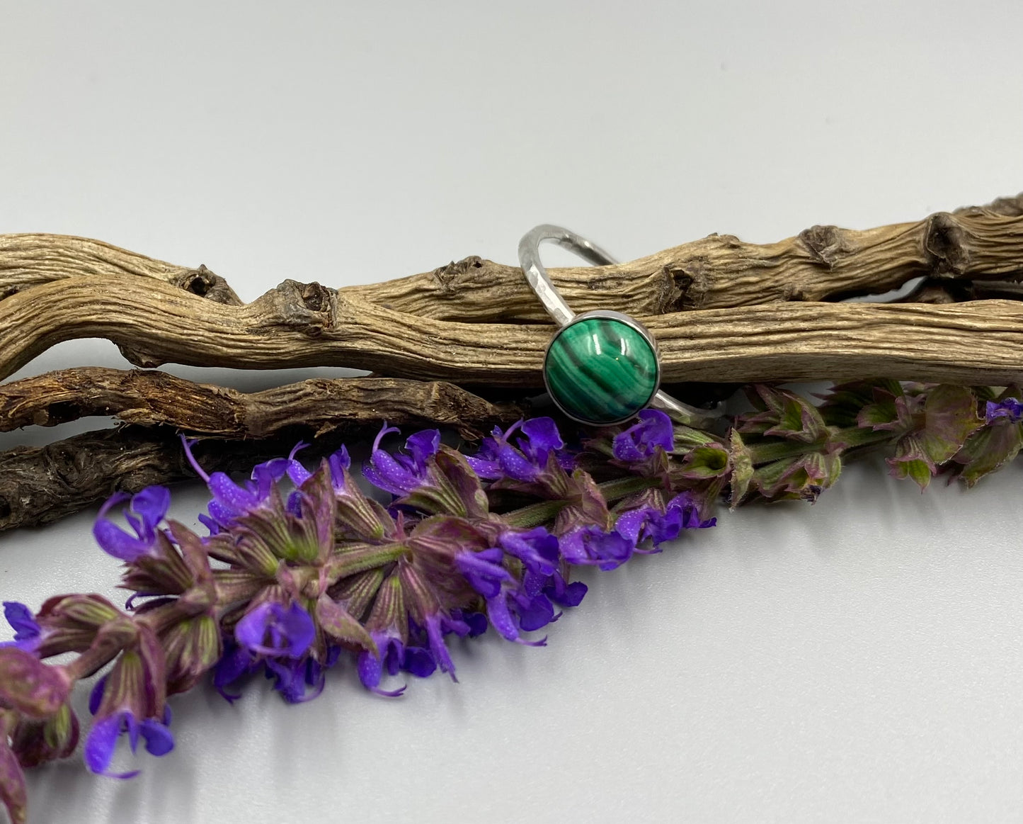 Sterling silver malachite ring