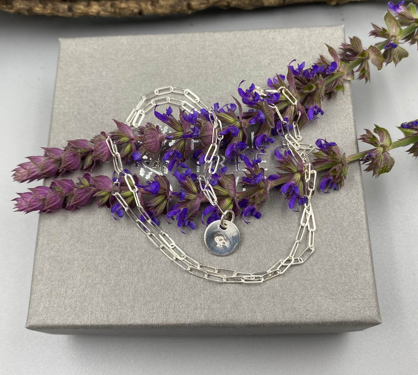 August poppy birthday flower skinny trace chain necklace in Sterling Silver
