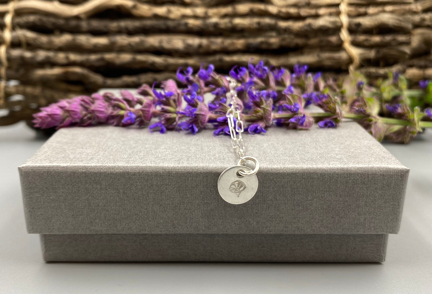 September morning glory birthday flower skinny trace chain necklace in Sterling Silver