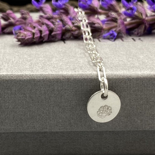 October marigold birthday flower skinny trace chain necklace in Sterling Silver