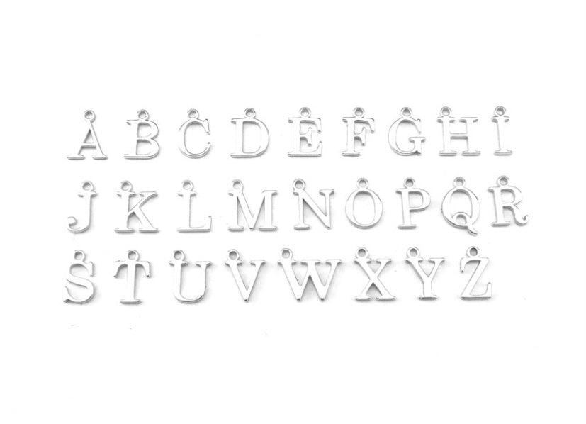 Personalised Alphabet charm skinny trace chain necklace in Sterling Silver
