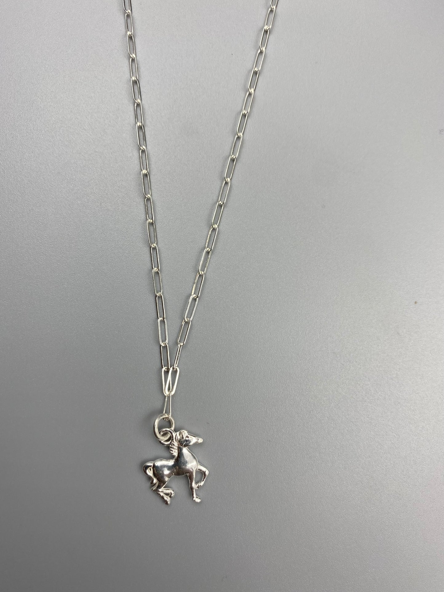 Horse charm skinny trace chain necklace in Sterling Silver