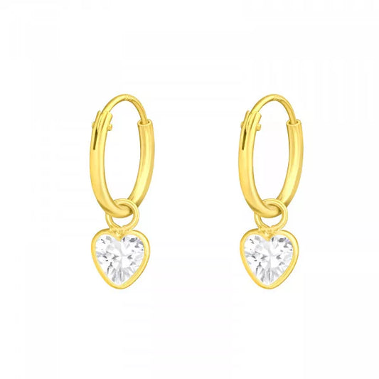 Crystal Heart Mini Hoop Earrings