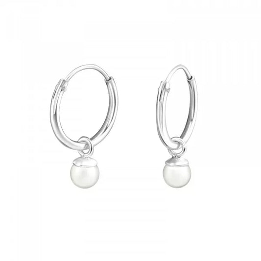 White Pearl Mini Hoop Earrings