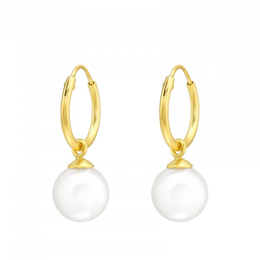 White Pearl Mini Hoop Earrings