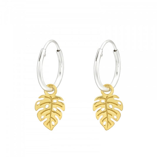 Open Leaf Mini Hoops Earrings