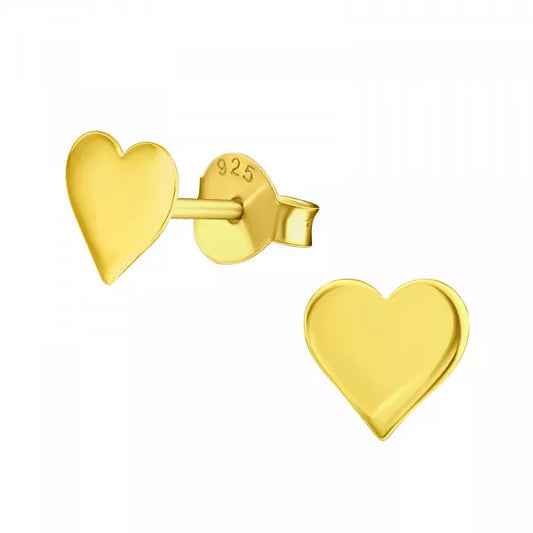 Flat Heart Stud Earrings