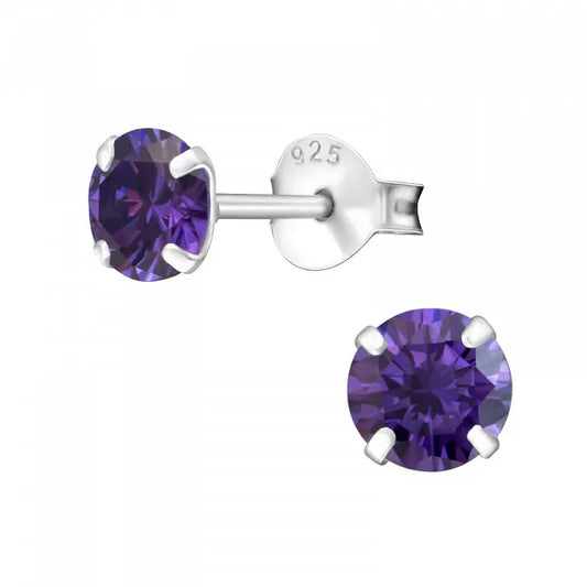 Amethyst Stud Earrings - Feb Birthstone