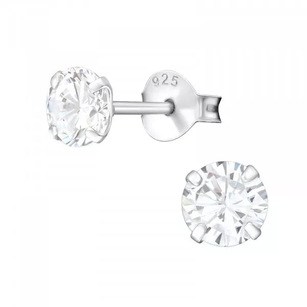 Crystal Stud Earrings - Apr Birthstone