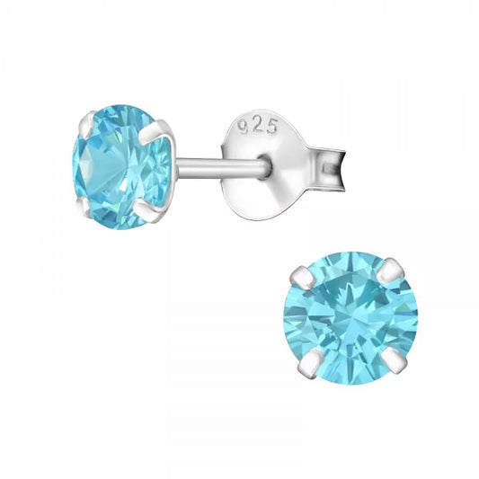 Aquamarine Stud Earrings - Mar Birthstone