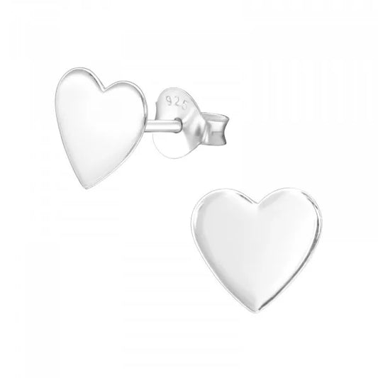 Flat Heart Stud Earrings