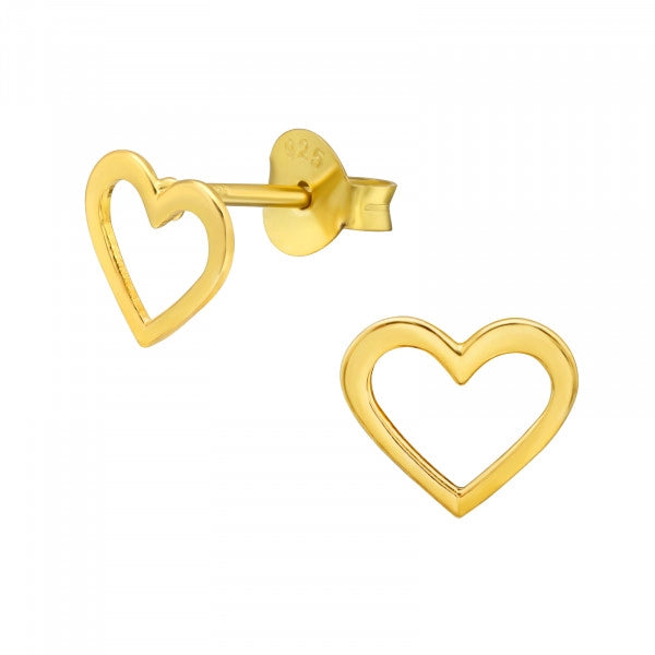 Open Heart Stud Gold Earrings