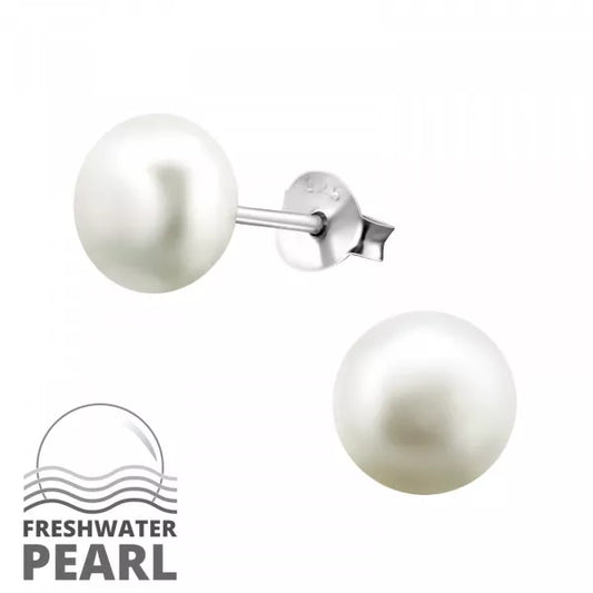 White Pearl Stud Earrings