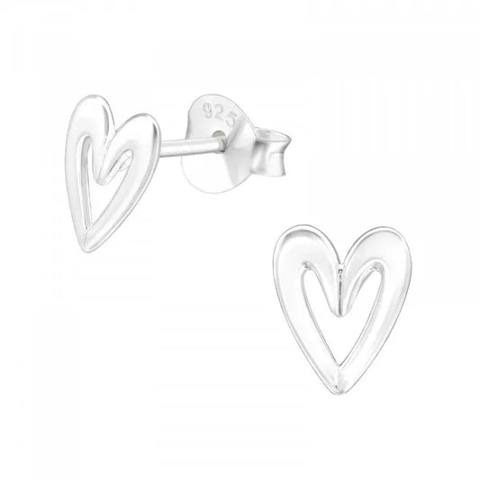 Open Heart Stud Earrings