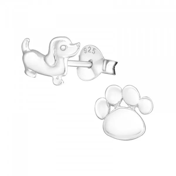 Daschund & Paw Stud Earrings