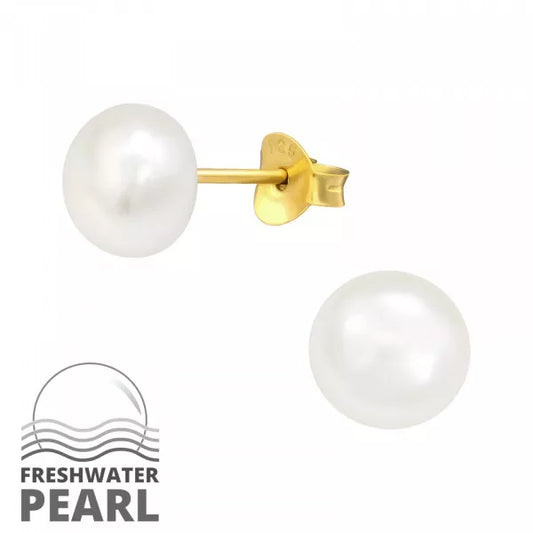 White Pearl Stud Earrings