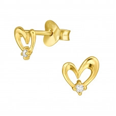 CZ Open Heart Gold Stud