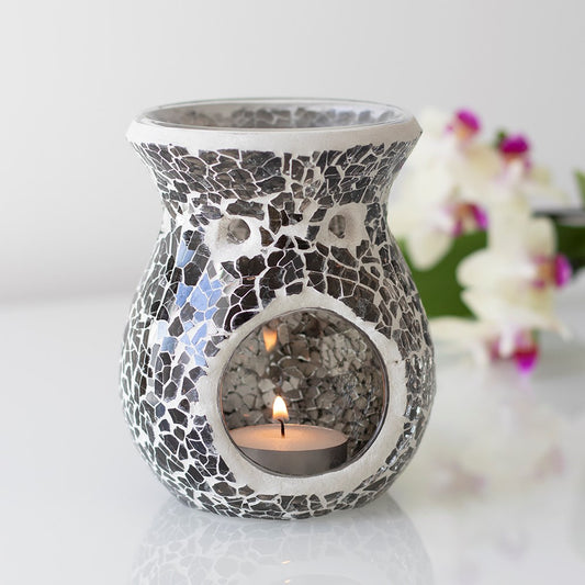 Small Gunmetal Grey Crackle Wax Burner